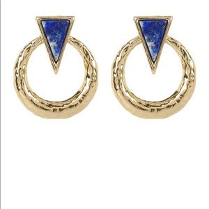 House of Harlow 1960 gold blue earrings
